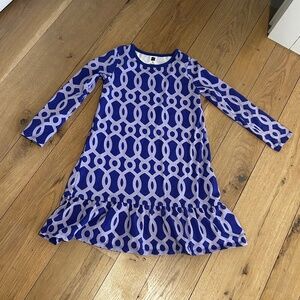 Tea Collection Matcha Ruffle purple geometric dress size girls 10 ~EUC~